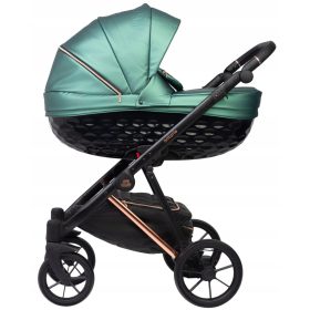   ONTARIO CRNO I RUŽIČASTO ZLATNE DJEČJE KOLICA 3u1 EKO KOŽA + COSMO SJEDALO