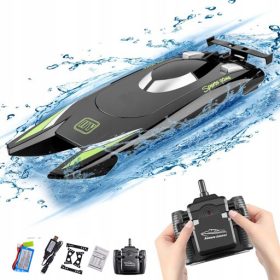   Trkaći motorni čamac na daljinsko upravljanje 25KM/H srebrno-crnog dizajna