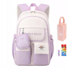   Ljubičasta torba za knjige za djevojčice s dodacima za olovke