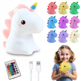 DJEČJA NOĆNA LAMPA JEDNOROG LED RGB 16 BOJA USB