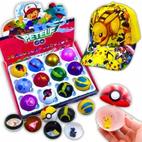    Pokemon 12 figura + 12 Pokeboll + Pikachu šešir Pokemon fan set