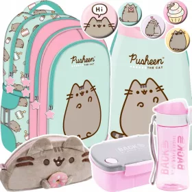   PUSHEEN ST.Right MINT Cat Kitten ruksak za djevojčice 1.-3. razred + 5 proizvoda