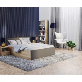   Drveni bračni krevet s kontejnerom i uzglavljem 180x200 mješovita boja