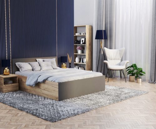 Drveni bračni krevet s kontejnerom i uzglavljem 180x200 mješovita boja