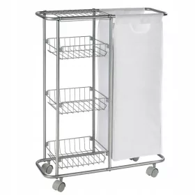   Samostojeća košara za rublje sa kolicima Wenko Slim, 28l, siva i srebrna