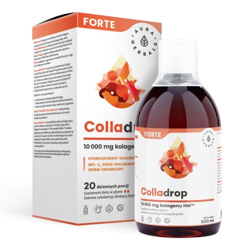 AURA HERBALS Colladrop Forte - Morski kolagen 10000 mg, 500 ml