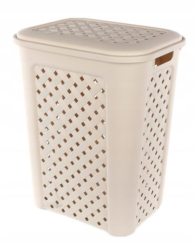 Košara za rublje s poklopcem na šarkama 51,0l, krem