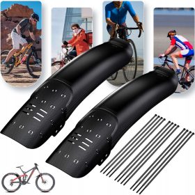   Braniči blata za planinske bicikle, set prednjeg i zadnjeg blatobrana, crni