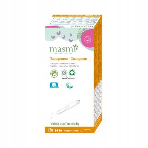 Masmi Superplus bawełnene tamponi s aplikatorom od organskog pamuka, 14 komada