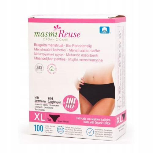 MASMI Menstrualne gaćice od organskog pamuka za žene, XL, 1 kom.