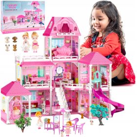   Domek za lutke MalPlay 110819 XXL | Velika vila kuća za lutke s namještajem, figuricama, psima i terasom. Ovaj prostrani kućni kutak nudi neograničenu zabavu i kreativnost za djevojčice od 3 godine. S