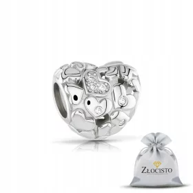    PERLE S PRIVJESKOM OD SREBRA CHARMS PERLE ZA NARUKVICU SRCA 925