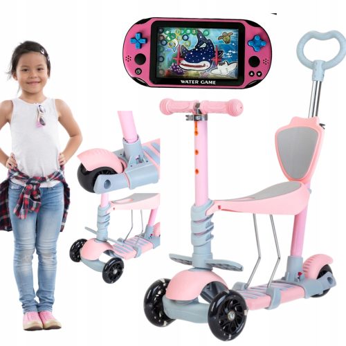 Baby Mix Skuter za djecu na tri kotača, roza + Igre na vodi – Arkadna igra na vodi