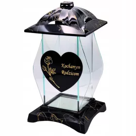 Lampion za groblje s posvetom roditeljima crna kapela 30 cm