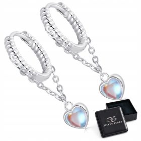 Srebrni obruči sa srcima na lančiću, 925 srebrna kopča