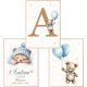 Set od 3 A3 postera Medvjedići s balonima, rodni list, personalizacija s imenom djeteta