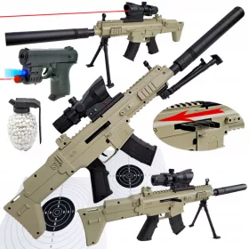    Automatska puška Scar s kuglicama AIR SOFT GUN + pištolj + 800 kuglica