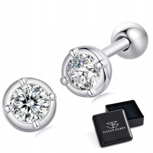 Moissanit naušnice srebrne 0,1 ct 925 srebro