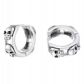    Muške retro hip hop naušnice s glavom lubanje, S925 srebro