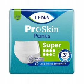   TENA Pants ProSkin Super S Upijajuće gaćice za srednje i teško inkontinenciju, 12 komada

Ove udobne i upijajuće gaćice TENA Pants ProSkin Super S pružaju do 100% zaštite od srednje do teške inkontine