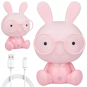   Lampa LED za djecu u obliku zečića s mekim svjetlom i USB punjenjem