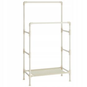 Stojak za odjeću s dvostrukim vješalicama u bež boji