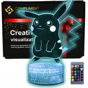Višebojna noćna lampa Pokemon Pikachu 3D LED USB