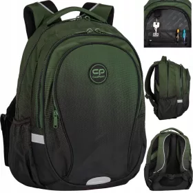   CoolPack školski ruksak s više odjeljaka, crni, nijanse zelene