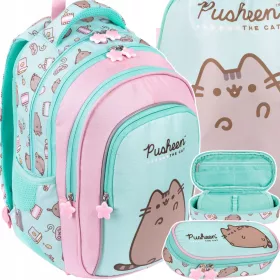   PUSHEEN Mint Školski Ruksak za Djevojčice 1.-3. Razred + 2 Dodatna Proizvoda
