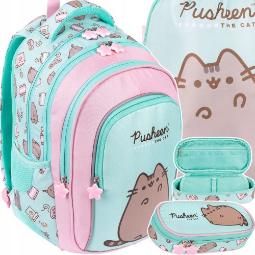 PUSHEEN Mint Školski Ruksak za Djevojčice 1.-3. Razred + 2 Dodatna Proizvoda
