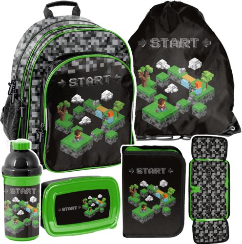 Minecraft školski ruksak za dječake crne boje s više odjeljaka Paso Minecraft