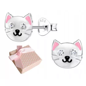 925 Sterling Silver Mačić Stud Naušnice za Djevojčice