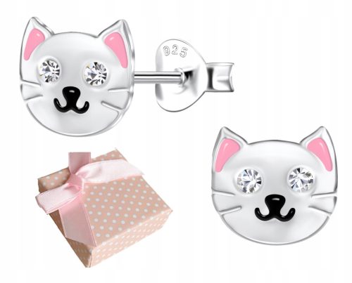 925 Sterling Silver Mačić Stud Naušnice za Djevojčice