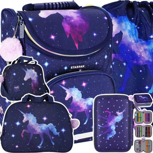 kolski ruksak za djevojčice 1. razred 3 Unicorn Galaxy