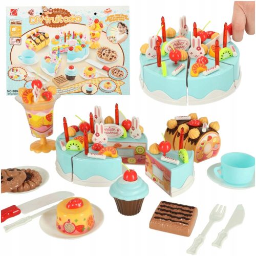 Set za rezanje rođendanske torte s čičkom, 75 elemenata, plava