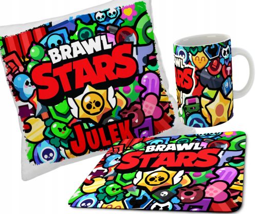  BRAWL STAR S SET ŠALICA + JASTUK + PODLOGA ZA MIŠA + NAZIV RAZLIČITIH DIZENA