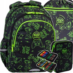   CoolPack školski ruksak za prvašiće, crni, Shades of green, 21 l + 2 dodatna proizvoda