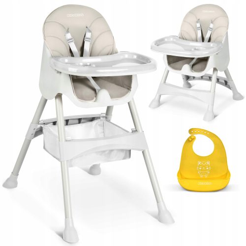  RicoKids stolica za hranjenje 92 x 62 x 77 cm + RicoKids silikonska oprsnica Nijanse žute i zlatne 1 kom.