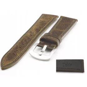   Kožni remen za sat Tekla T-066.11 - 20 mm, zeleno smeđi remen za sat od teleće kože s šavovima. Ovaj univerzalni remen odgovara svim modelima satova, uključujući klasične, sportske i pametne satove. I