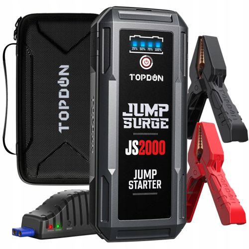 Topdon JS2000 2000 A akumulator za pokretanje vozila, idealan za benzinske i dizel motore do 8 litara. Uz ovaj vrhunski akumulator, možete pouzdano pokrenuti vaše vozilo u samo 3 sekunde, bez obzira n