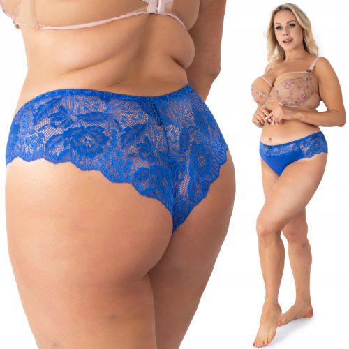 Lagane tangice od punjene čipke s visokim strukom PLUS SIZE fenome COBALT 44/46
