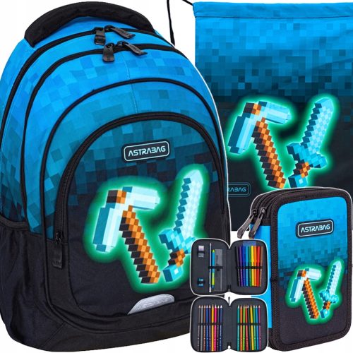 kolski ruksak s više odjeljaka za dječaka Pixel Player Pickcase 1.-3. razred
