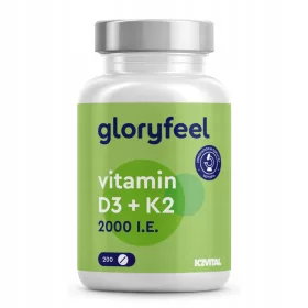   Tablete Vitamina D3 + K2 od gloryfeel - 200 tableta, 6-mjesečna zaliha