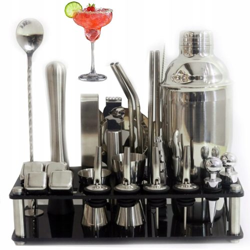  BARMAN SET DRINK SHAKER 25 komada 750 ml + akrilni nosač