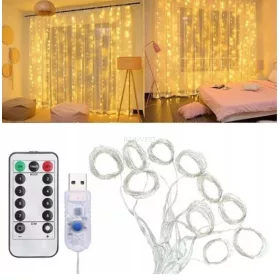   Arsa Go LED Svjetlosna Zavjesa za Božićno Drvo 3x3m USB Daljinski