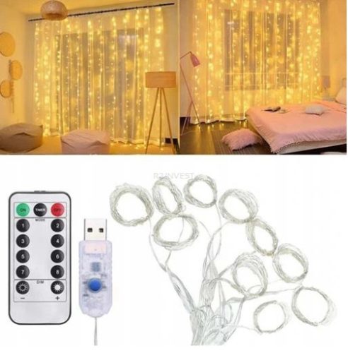 Arsa Go LED Svjetlosna Zavjesa za Božićno Drvo 3x3m USB Daljinski