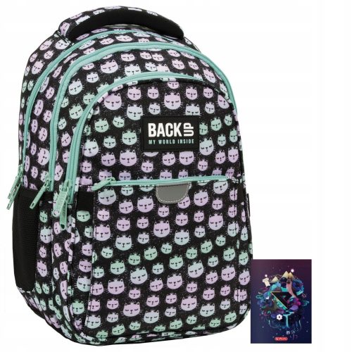 Ruksak za školu s više odjeljaka Backup Rainbow Cat, crni, nijanse plave, nijanse ružičaste, višebojni 24 l