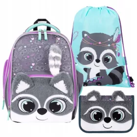   BAMBINO RACOON ŠKOLSKI RANAC LAGANI PLUS PLIŠANI RACOON PREMIUM + 2 dodatna proizvoda