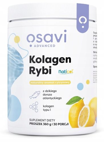 Kolagen Rybi z Dzikiego Dorsza z Aromatem Cytrynowym OSAVI 360g