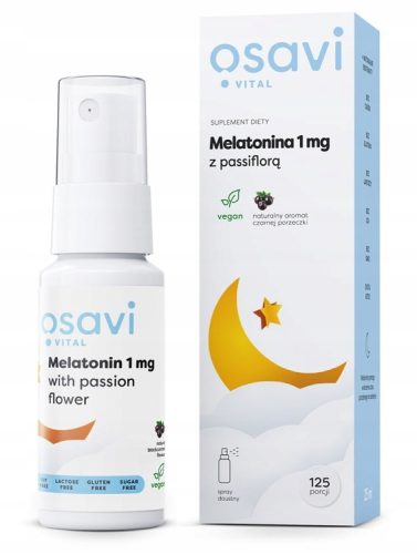 Osavi Melatonina 1 mg s passiflorom, oralni sprej, crni ribiz - 25 ml